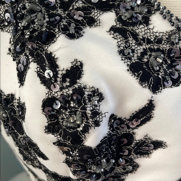 Xcite Formal Black and White Tulle Gown With Beading - Picture 4 of 10